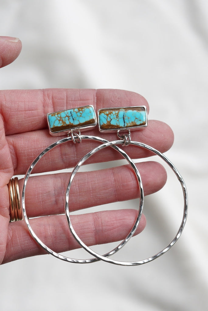 Hammered Organic Hoops (Royston Ribbon)