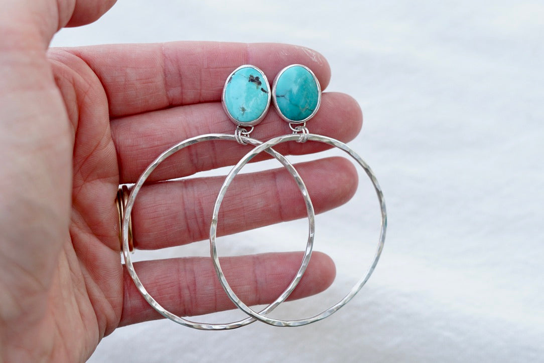 Hammered Organic Hoops (Evans)
