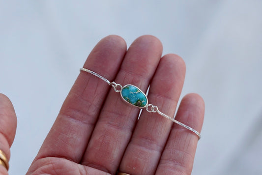 Box Chain Adjustable Bracelet (White Water)