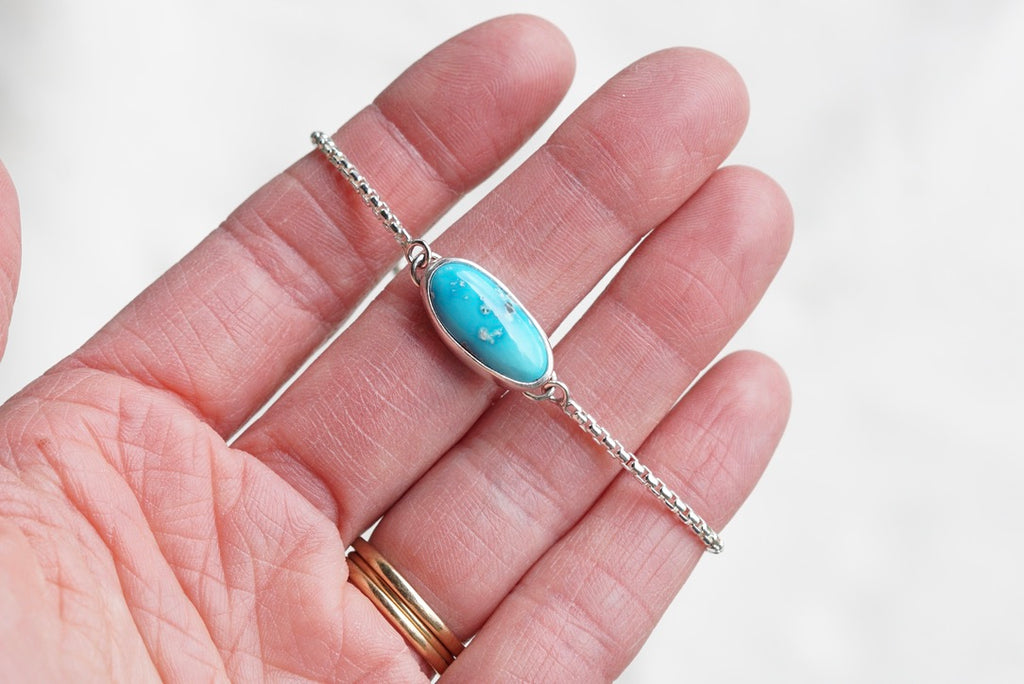 Box Chain Adjustable Bracelet (Blue Bird)