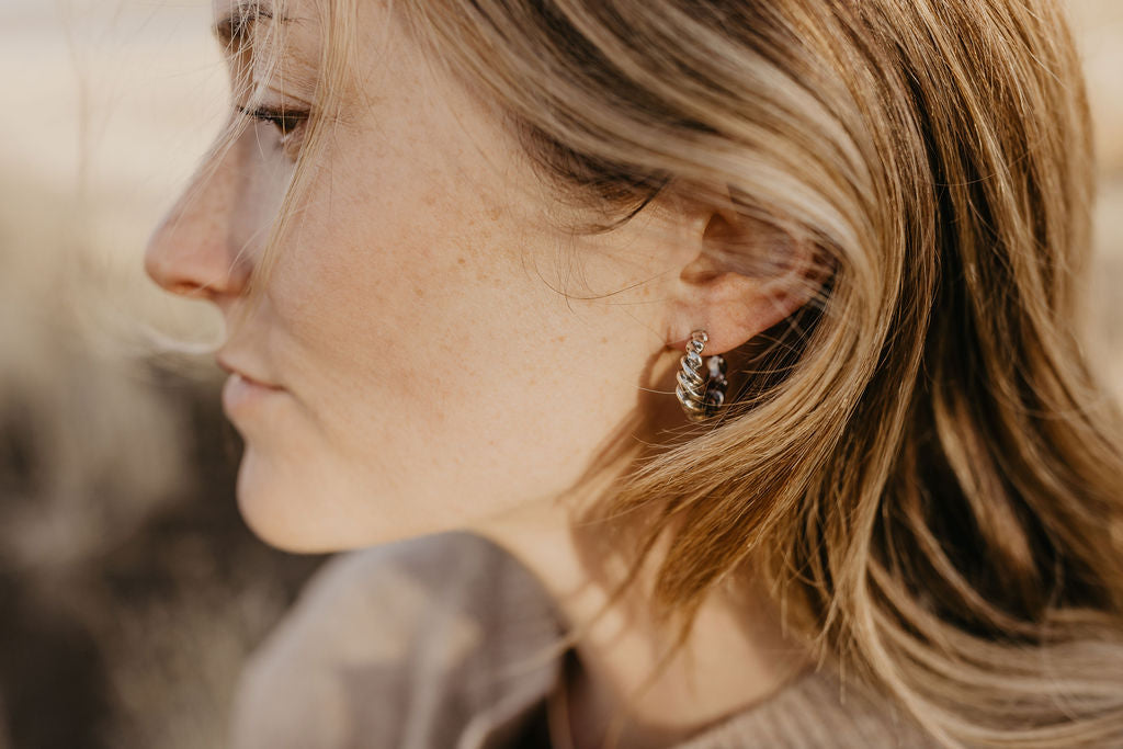 Silver Twist Hoops