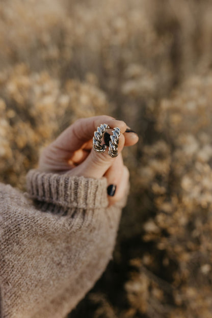 Silver Twist Hoops