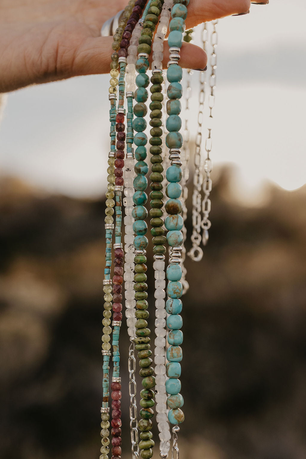 Beaded Necklace (Turquoise + Mohave Green)