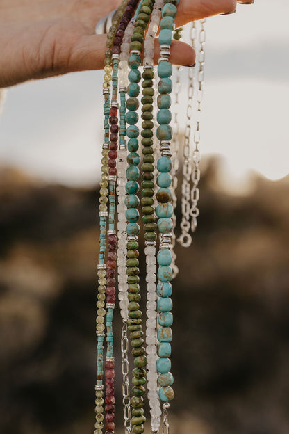 Beaded Necklace (Tourmaline + Turquoise)