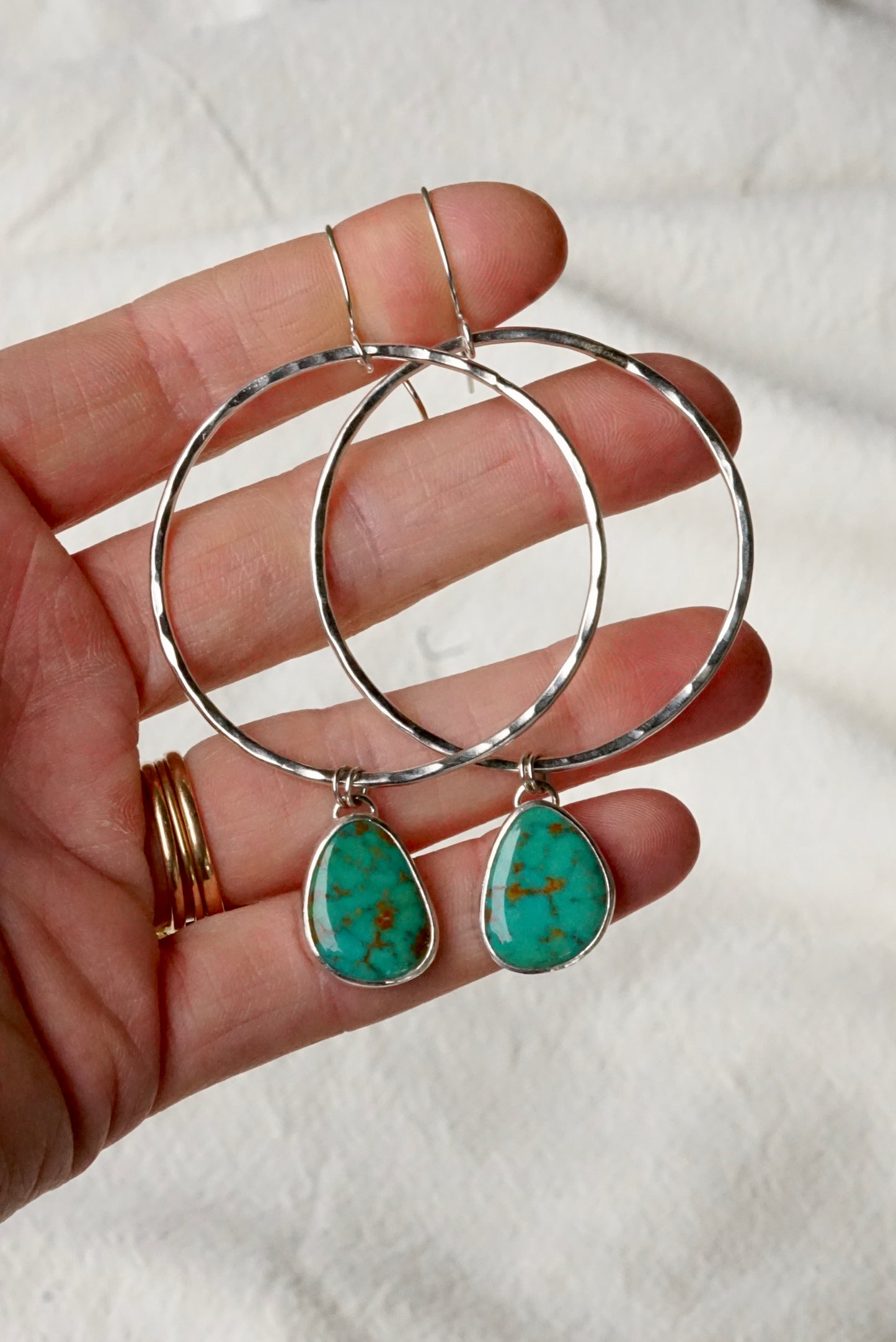 Hammered Organic Hoops (Sonoran Gem)