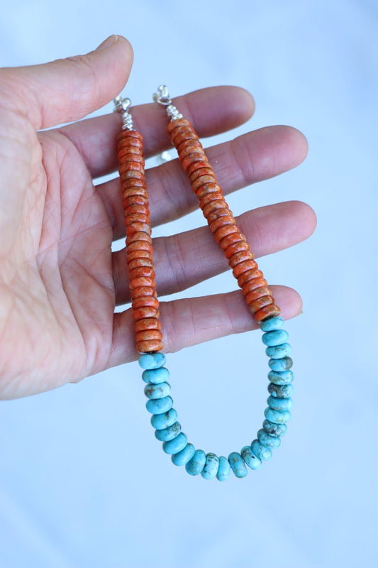Beaded Necklace (Turquoise/Apple Coral)