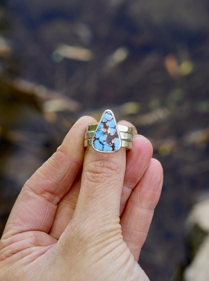 Turquoise & Silver Stacker Ring (Size 8.5)