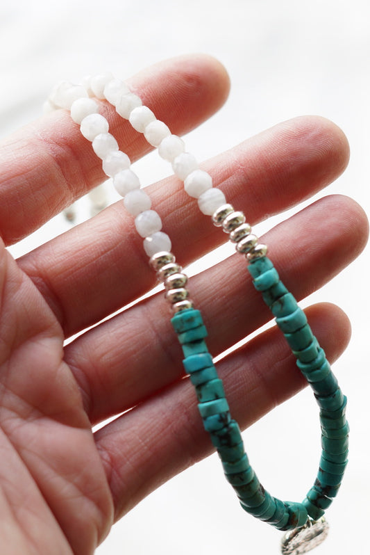 Metolius Necklace (Moonstone/Turquoise)