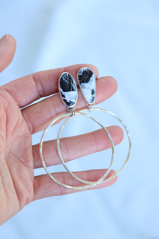 Turquoise Hoops (White Buffalo)