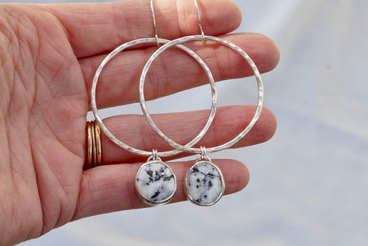 Hammered Organic Hoops (White Buffalo)