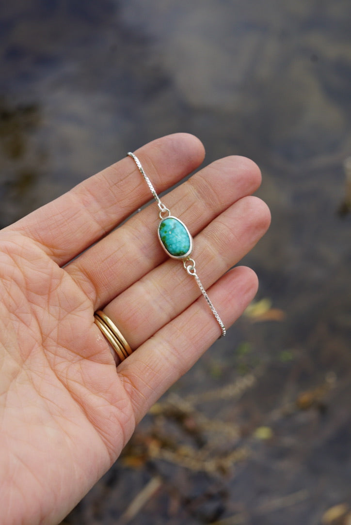 Box Chain Adjustable Bracelet (White Water)