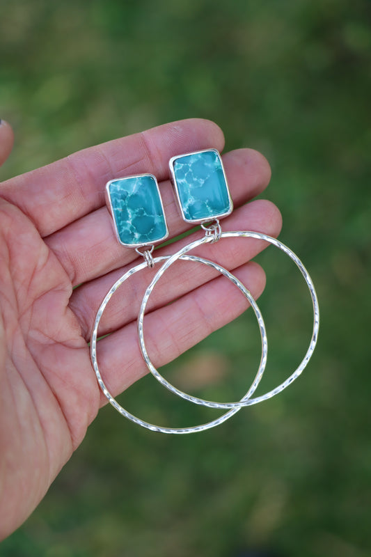 Turquoise Hoops (White Water)