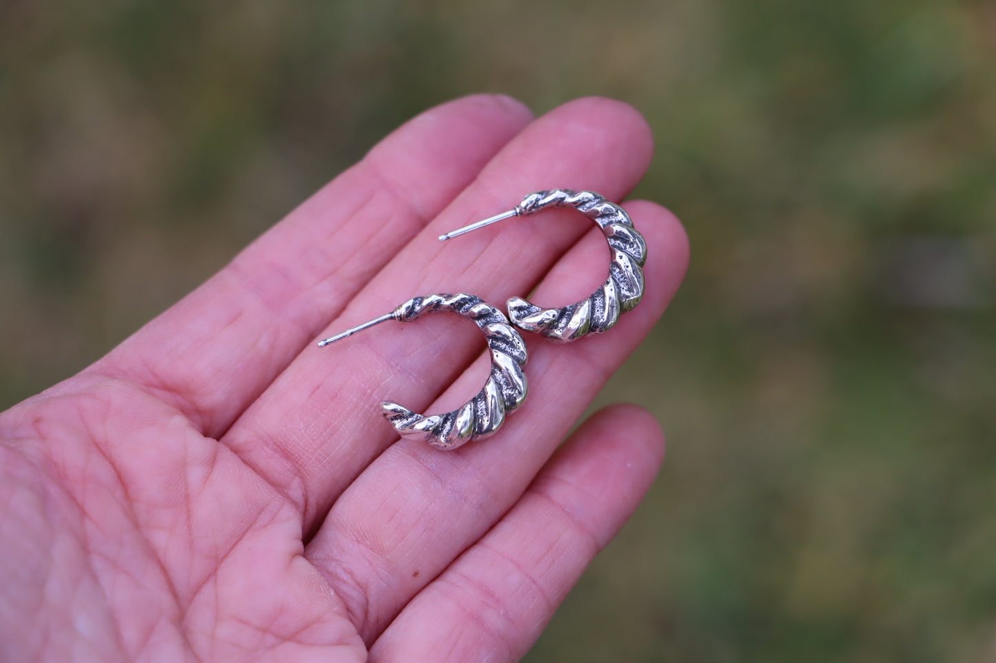 Silver Twist Hoops