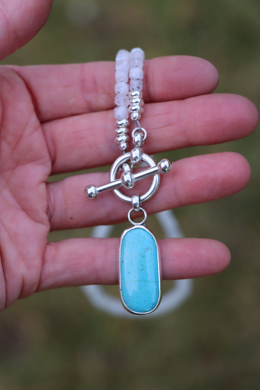 Beaded Necklace (Moonstone + Royston)