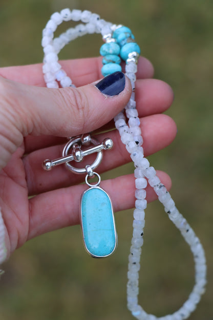 Beaded Necklace (Moonstone + Royston)