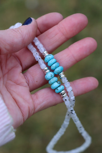 Beaded Necklace (Moonstone + Royston)