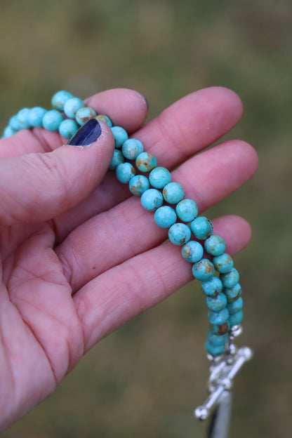 Beaded Necklace (White Buffalo + Turquoise)