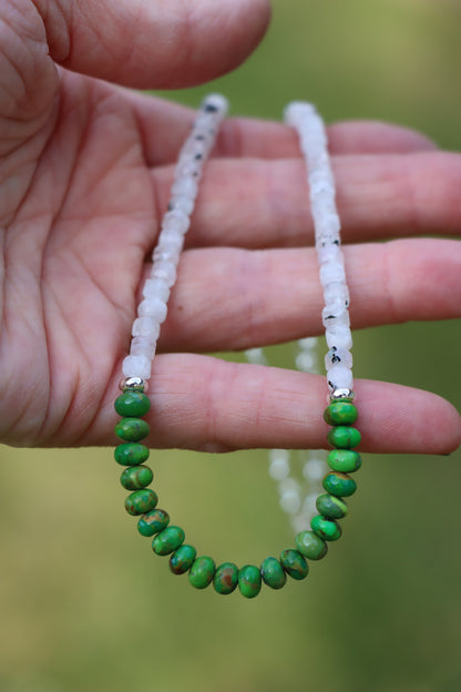 Beaded Necklace (Moonstone + Mohave Green)