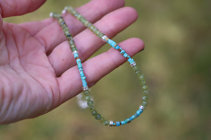 Beaded Necklace (Peridot + Turquoise)