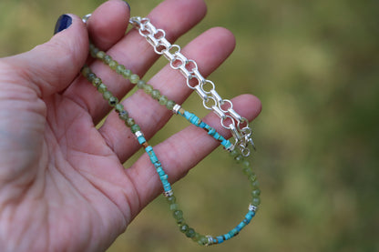 Beaded Necklace (Peridot + Turquoise)