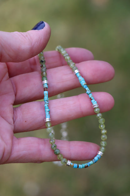 Beaded Necklace (Peridot + Turquoise)