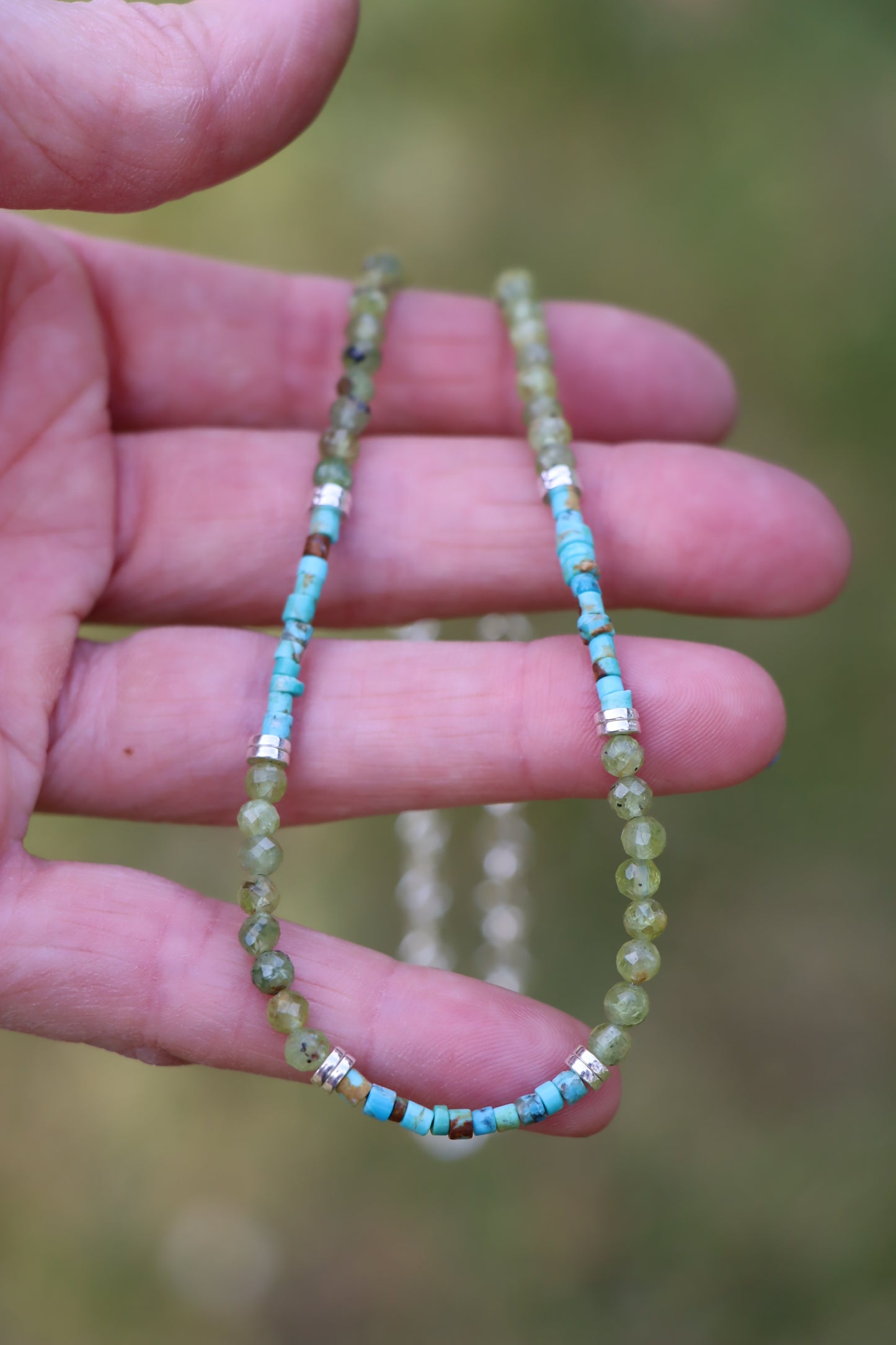 Beaded Necklace (Peridot + Turquoise)