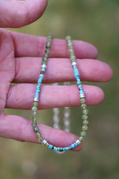 Beaded Necklace (Peridot + Turquoise)