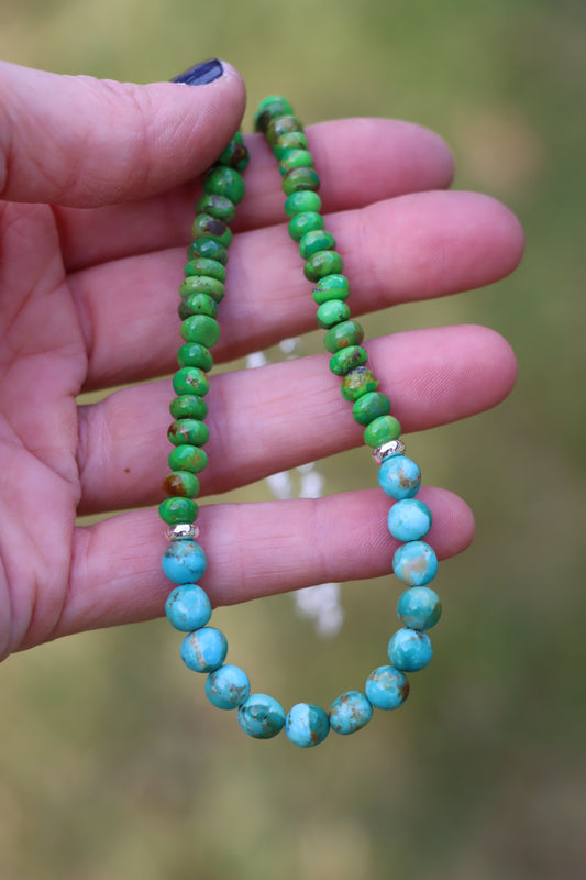 Beaded Necklace (Turquoise + Mohave Green)