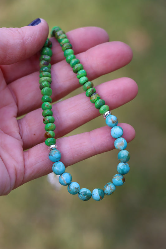 Beaded Necklace (Turquoise + Mohave Green)