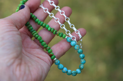 Beaded Necklace (Turquoise + Mohave Green)
