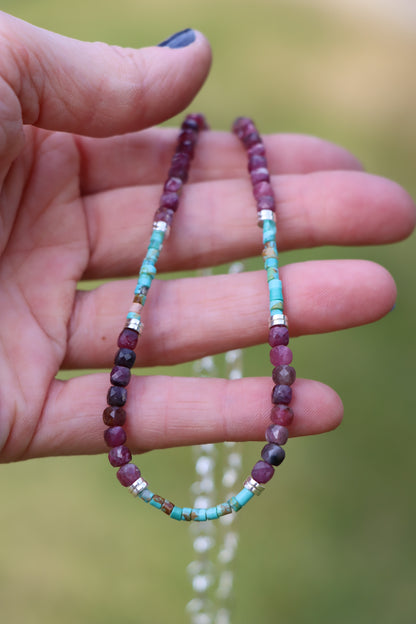 Beaded Necklace (Tourmaline + Turquoise)
