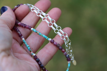 Beaded Necklace (Tourmaline + Turquoise)