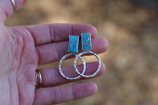 White Water Turquoise Hoops
