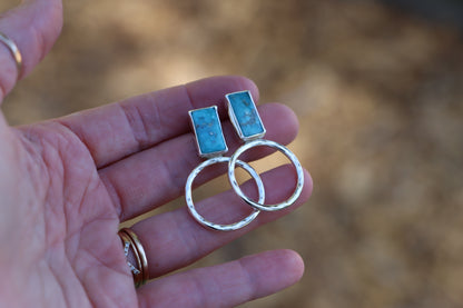 White Water Turquoise Hoops