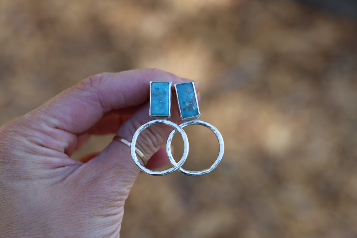 White Water Turquoise Hoops