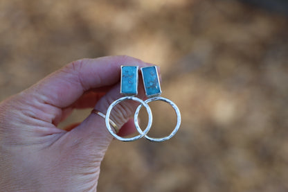 White Water Turquoise Hoops