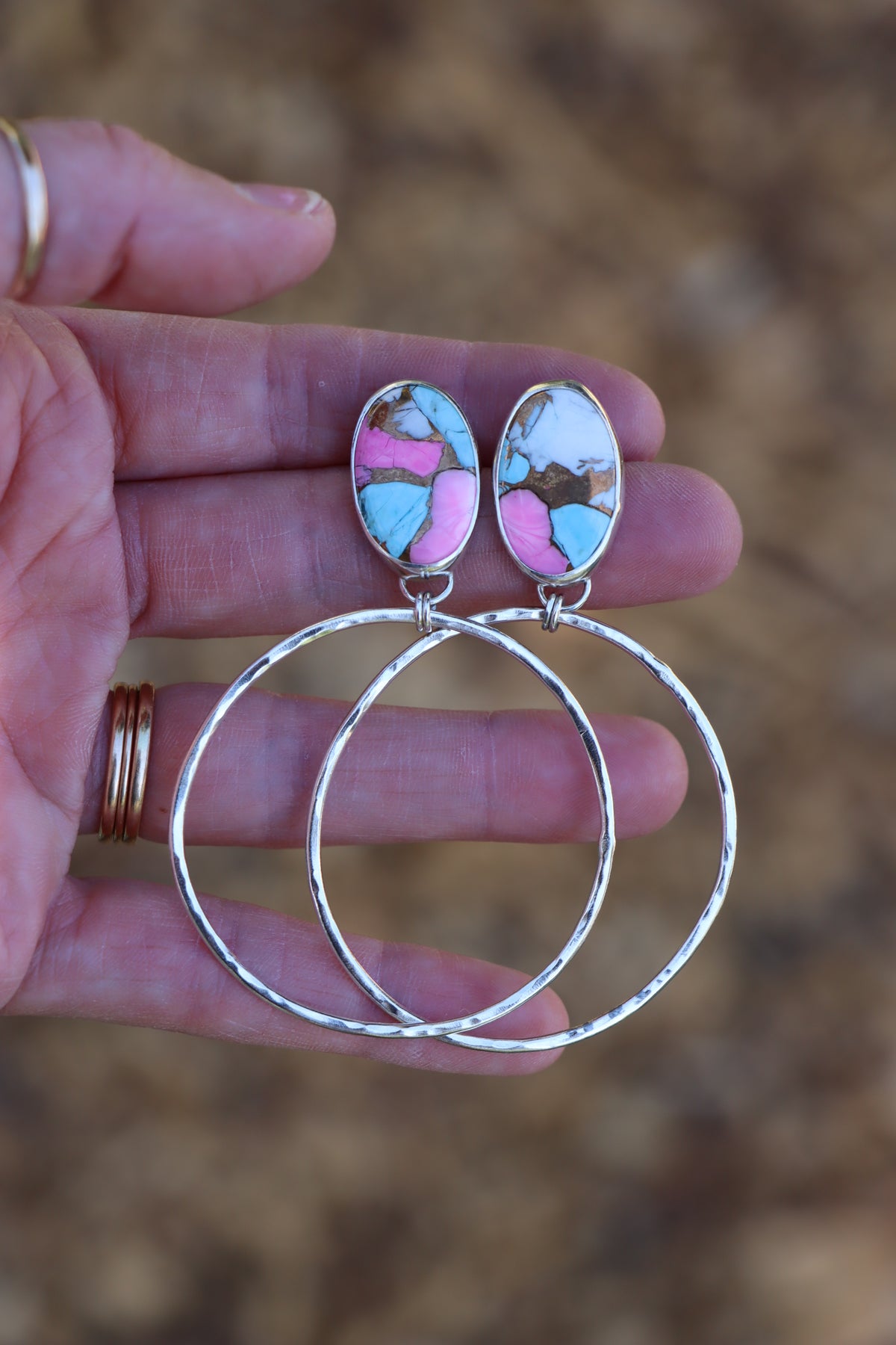 Turquoise Hoops (Cotton Candy) #2