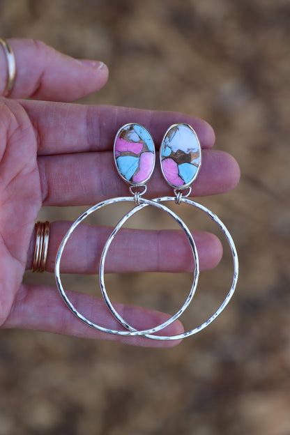Turquoise Hoops (Cotton Candy) #2