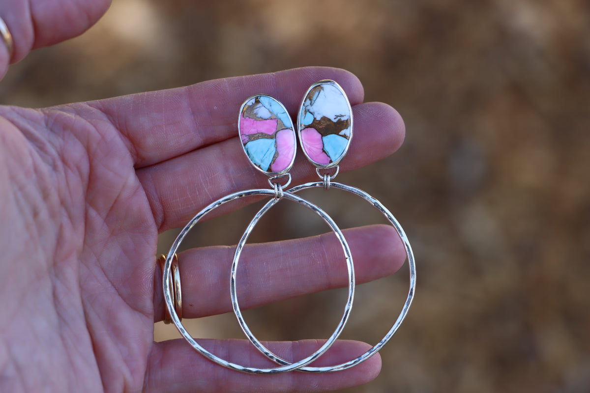 Turquoise Hoops (Cotton Candy) #2