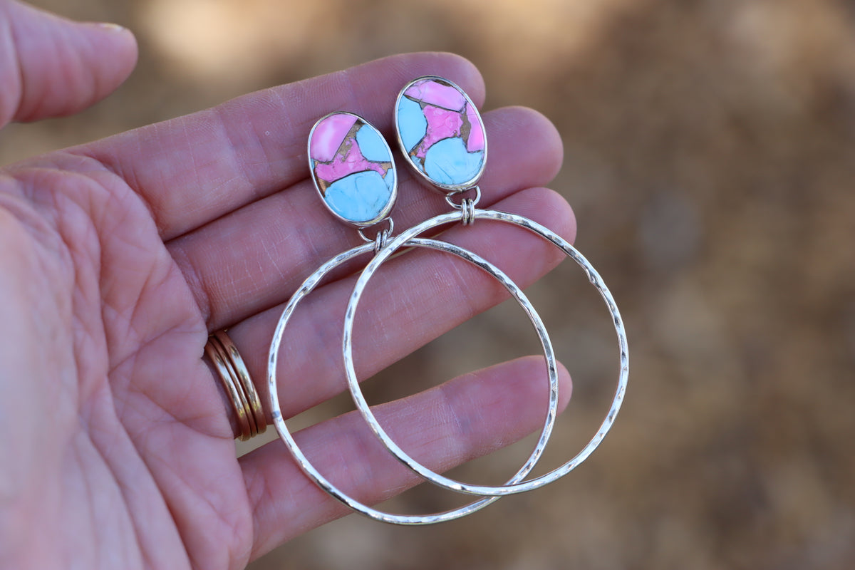 Turquoise Hoops (Cotton Candy) #1