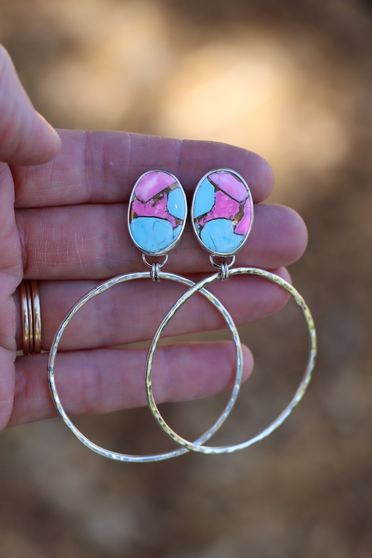Turquoise Hoops (Cotton Candy) #1