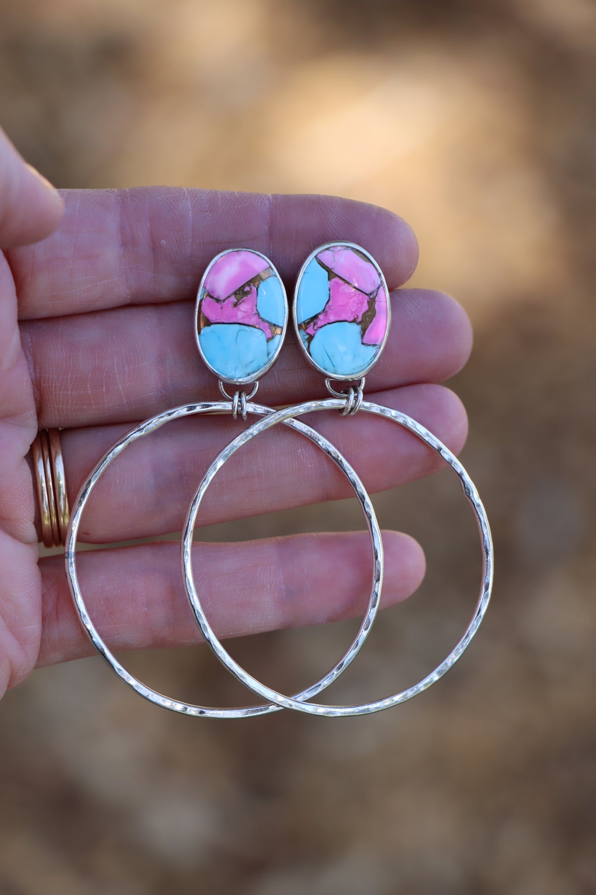 Turquoise Hoops (Cotton Candy) #1