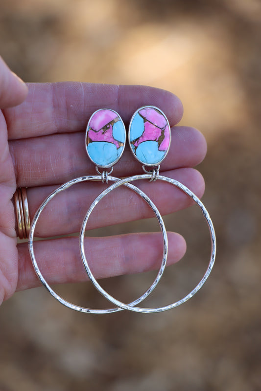 Turquoise Hoops (Cotton Candy) #1