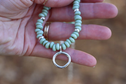 Mosaic Charm Necklace - Pastel Green Glass Beads