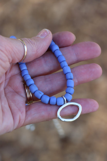 Mosaic Charm Necklace - Blue Glass Beads
