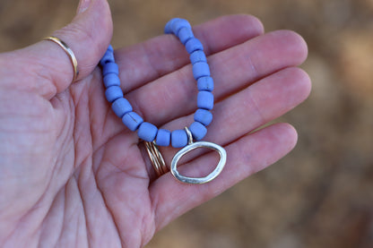Mosaic Charm Necklace - Blue Glass Beads
