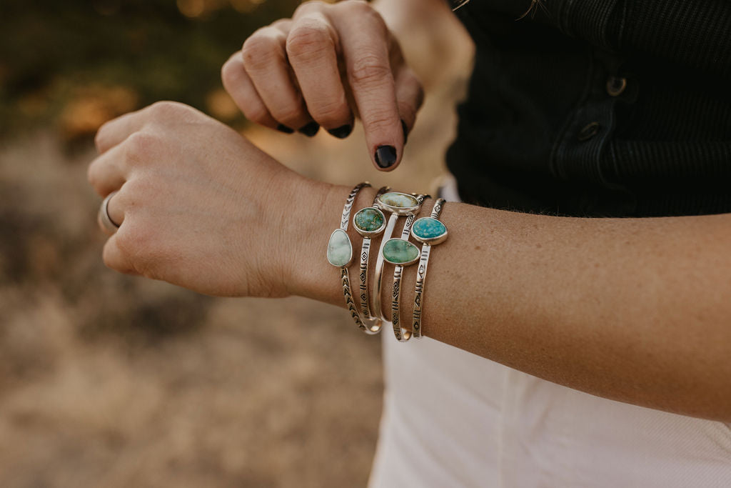 Stamped Cuff Bracelet (Emerald Valley)