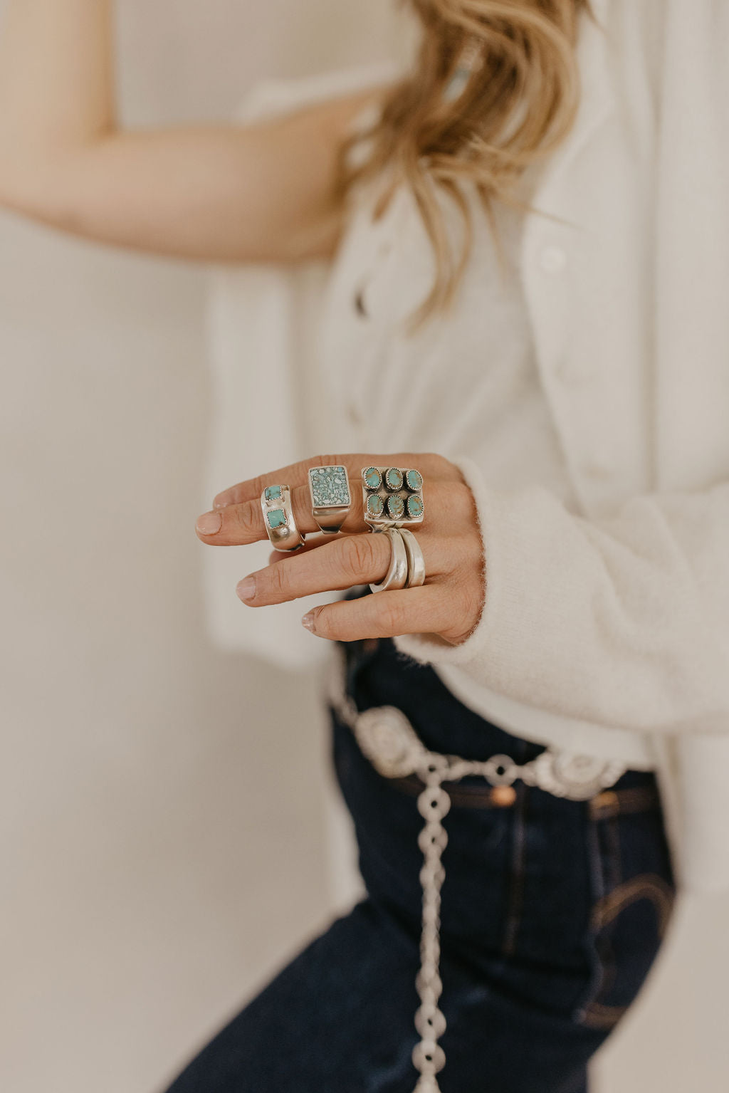 Turquoise Inlay Signet Ring (size 6.5)