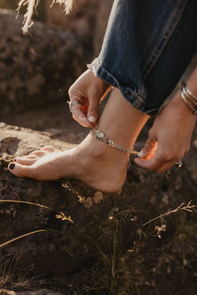 Boho Turquoise Anklet (White Buffalo)