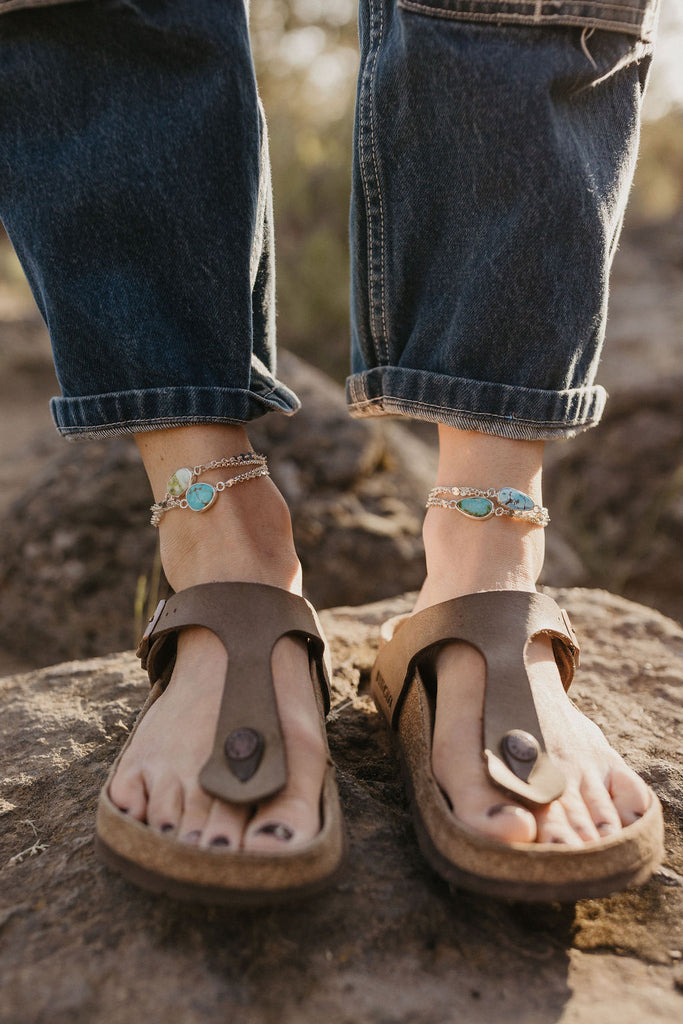 Boho Turquoise Anklet (Sonoran Mountain)